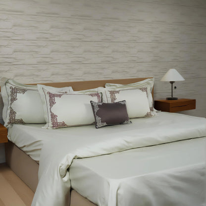 Junoon Lame White Junoon Light Pink (400 TC) - 100% Cotton King-Size Bedsheet + 2 Pillow Covers