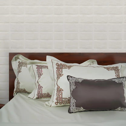 Junoon Lame White Junoon Light Pink (400 TC) - 100% Cotton King-Size Bedsheet + 2 Pillow Covers