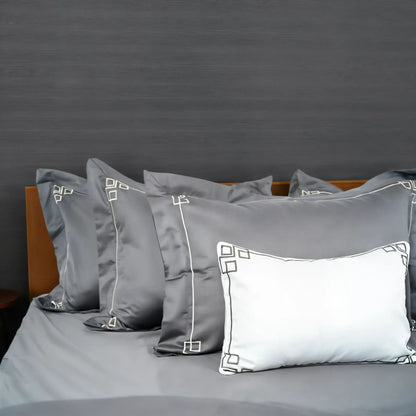 Junoon Rio Grey Junoon Light Pink (400 TC) - 100% Cotton King-Size Bedsheet + 2 Pillow Covers