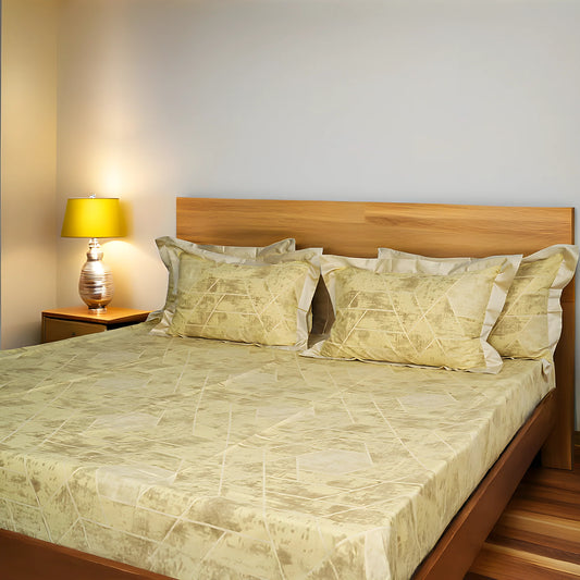Laska Amber (150 TC) - 100% Cotton King-Size Bedsheet + 2 Pillow Covers