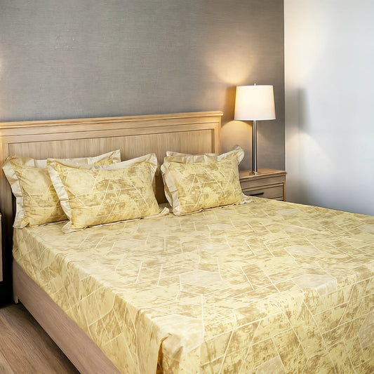 Laska Amber (150 TC) - 100% Cotton King-Size Bedsheet + 2 Pillow Covers