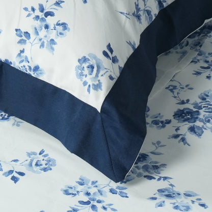 Laska Blue Amber (150 TC) - 100% Cotton King-Size Bedsheet + 2 Pillow Covers