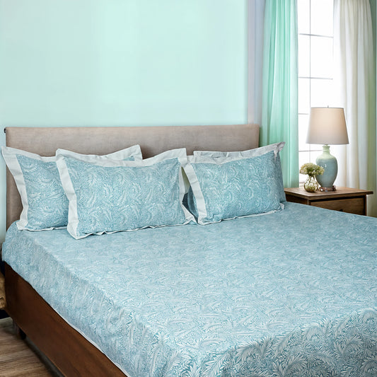 Laska Blue Orbits (150 TC) - 100% Cotton King-Size Bedsheet + 2 Pillow Covers