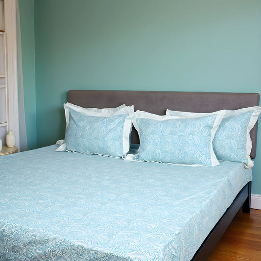 Laska Blue Orbits (150 TC) - 100% Cotton King-Size Bedsheet + 2 Pillow Covers