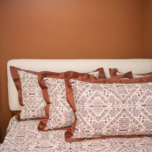 Laska Brown Obs (150 TC) - 100% Cotton King-Size Bedsheet + 2 Pillow Covers