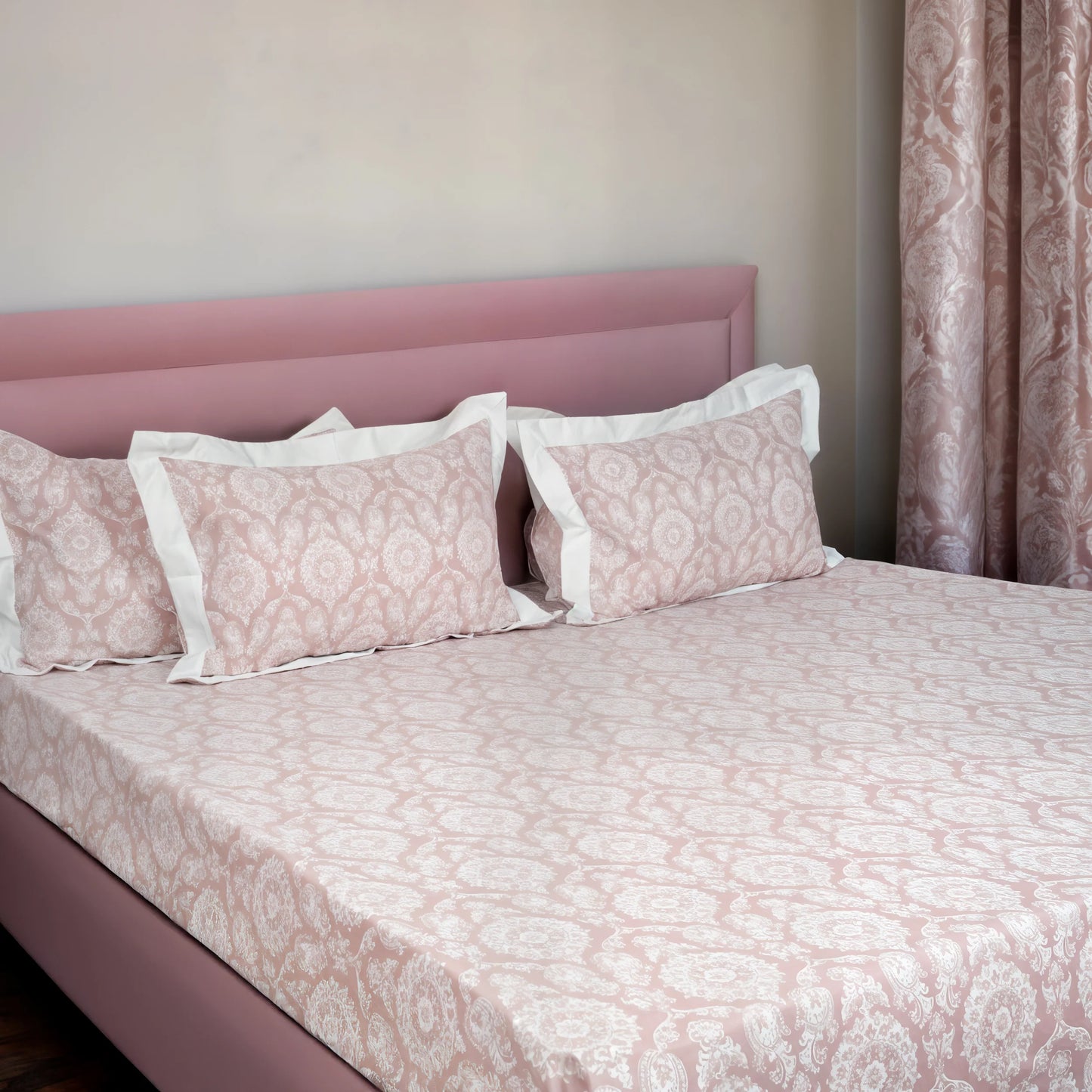 Laska Rose Mary (150 TC) - 100% Cotton King-Size Bedsheet + 2 Pillow Covers