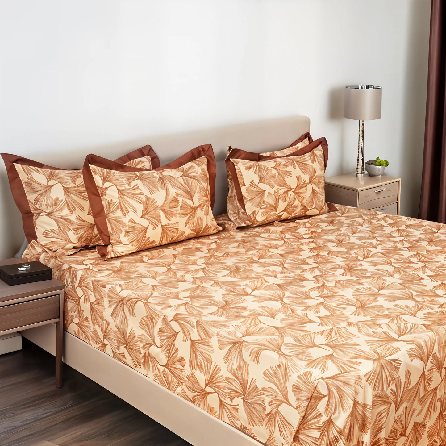 Laska Skewing (150 TC) - 100% Cotton King-Size Bedsheet + 2 Pillow Covers
