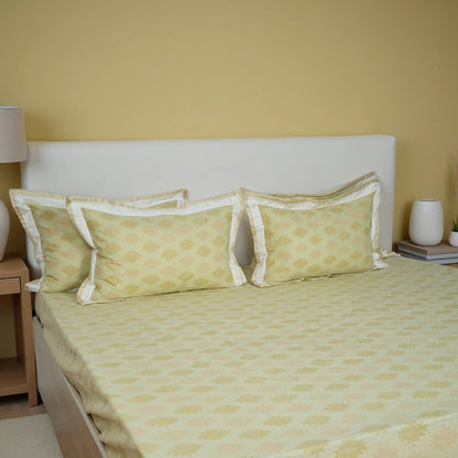 Lavish Grand Yellow 100% Cotton King-Size Bedsheet + 2 Pillow Covers