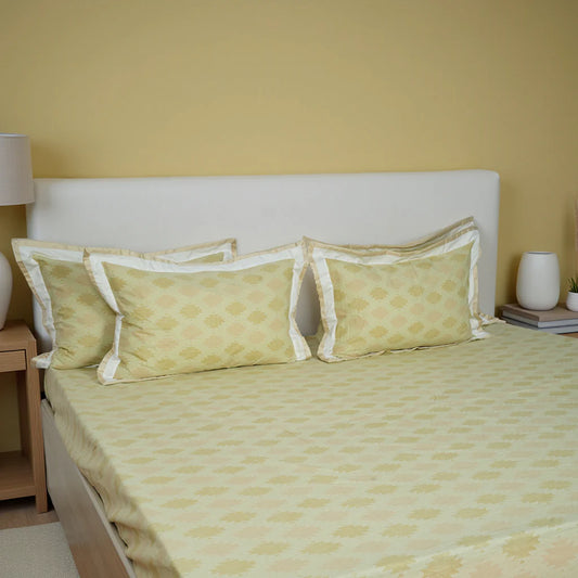 Lavish Grand Yellow 100% Cotton King-Size Bedsheet + 2 Pillow Covers