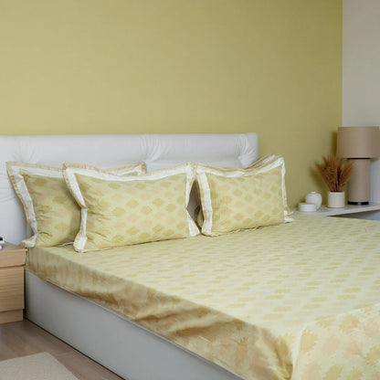Lavish Grand Yellow 100% Cotton King-Size Bedsheet + 2 Pillow Covers