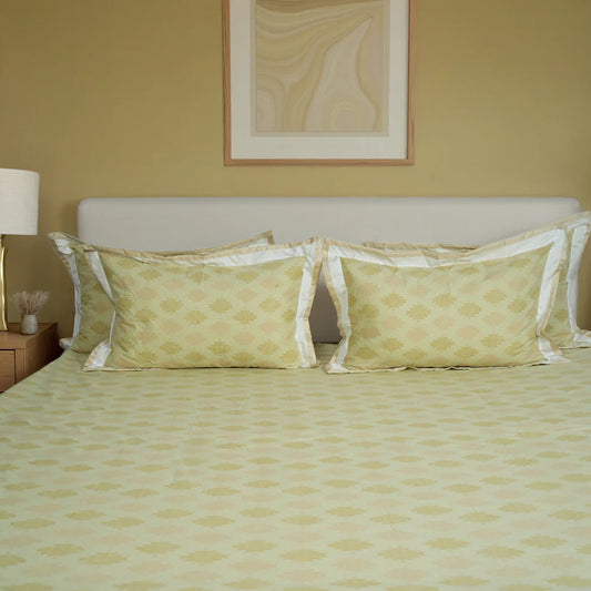 Lavish Grand Yellow 100% Cotton King-Size Bedsheet + 2 Pillow Covers