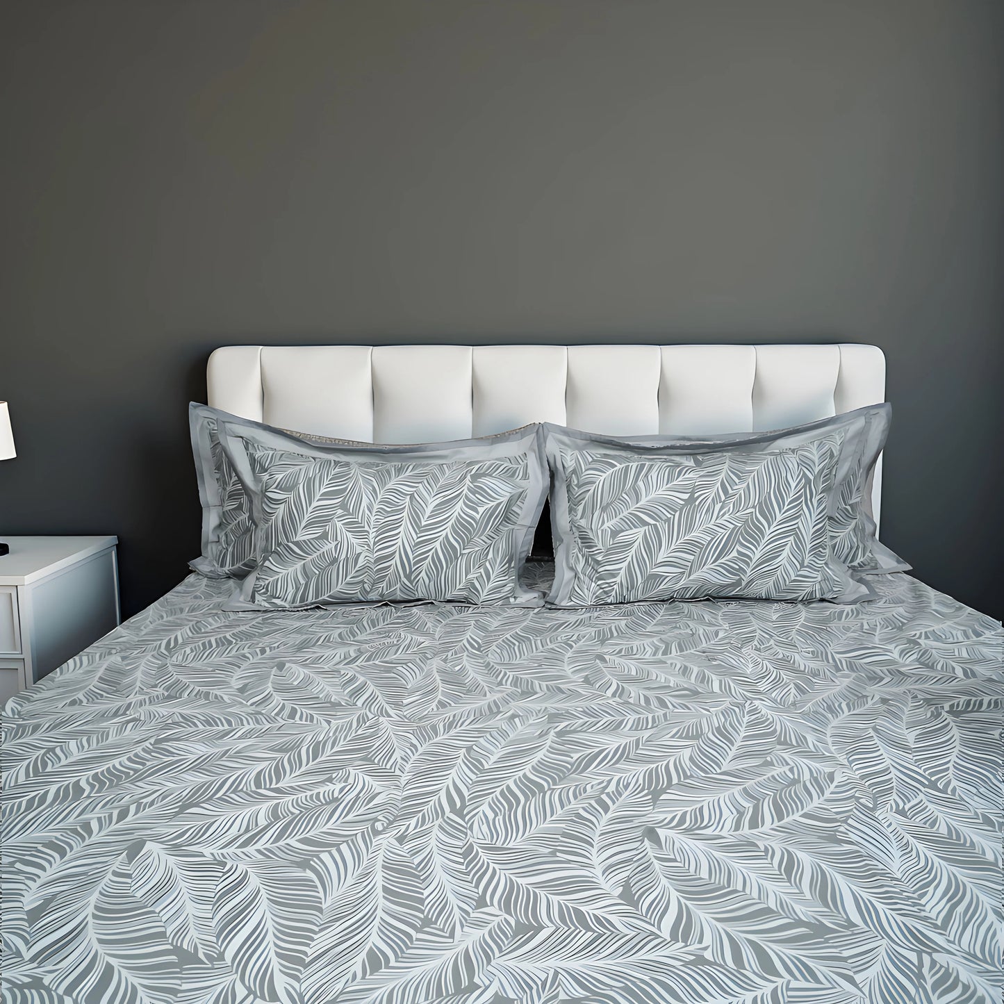 Lavish Palm Veil 100% Cotton King-Size Bedsheet + 2 Pillow Covers