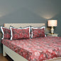Lavish Red Veil 100% Cotton King-Size Bedsheet + 2 Pillow Covers