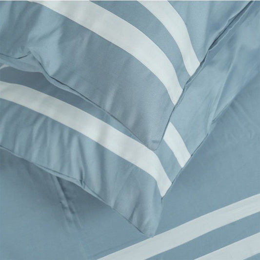 Viviz Blue (600 TC) - 100% Cotton King-Size Bedsheet + 2 Pillow Covers