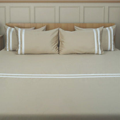 Viviz Light Brown (600 TC) - 100% Cotton King-Size Bedsheet + 2 Pillow Covers