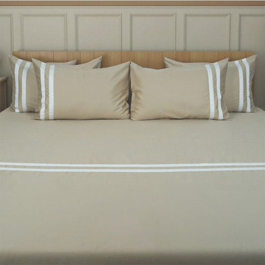 Viviz Light Brown (600 TC) - 100% Cotton King-Size Bedsheet + 2 Pillow Covers