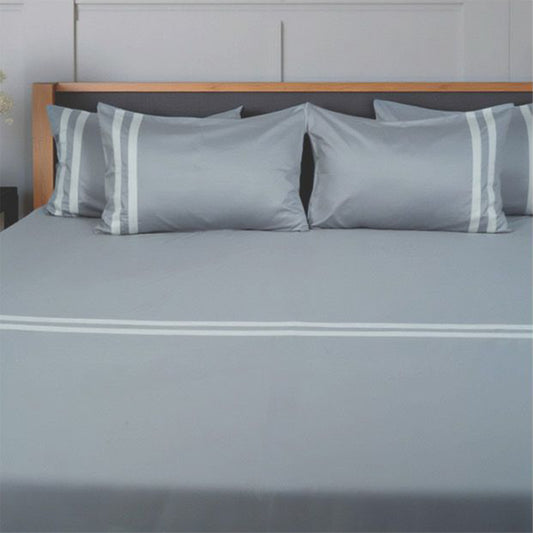 Viviz Grey (600 TC) - 100% Cotton King-Size Bedsheet + 2 Pillow Covers