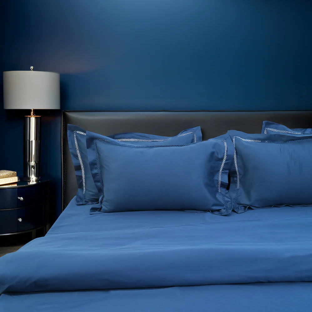 Luxor Deep Ocean (300 TC) - 100% Cotton King-Size Bedsheet + 2 Pillow Covers