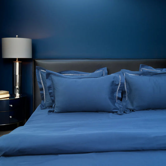Luxor Deep Ocean (300 TC) - 100% Cotton King-Size Bedsheet + 2 Pillow Covers
