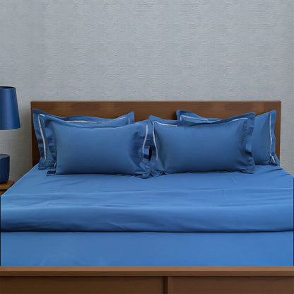 Luxor Deep Ocean (300 TC) - 100% Cotton King-Size Bedsheet + 2 Pillow Covers