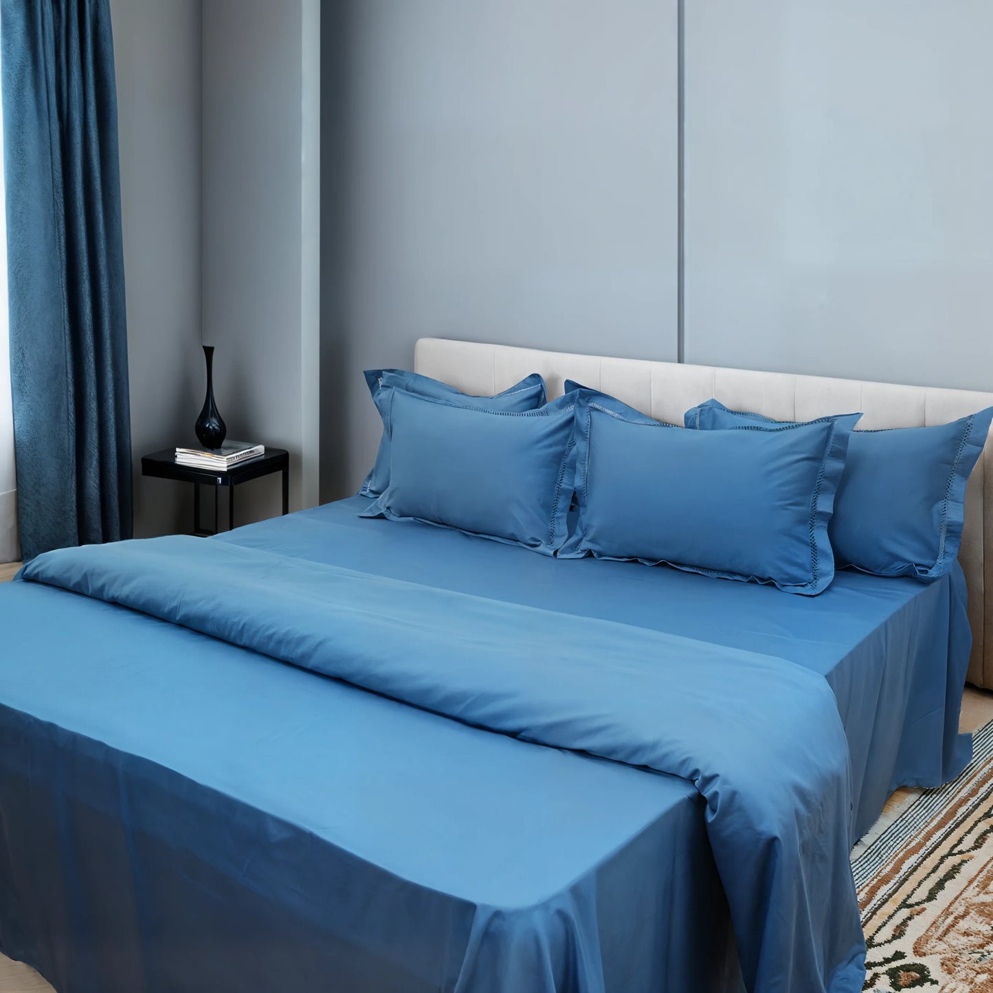 Luxor Sea Dream (300 TC) - 100% Cotton King-Size Bedsheet + 2 Pillow Covers