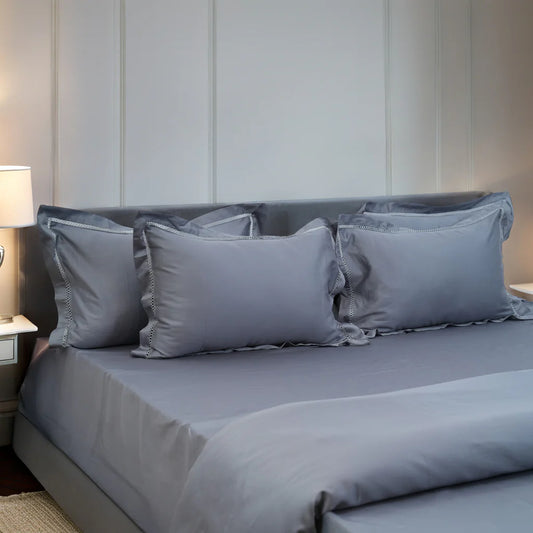 Luxor Steel Luxe (300 TC) - 100% Cotton King-Size Bedsheet + 2 Pillow Covers