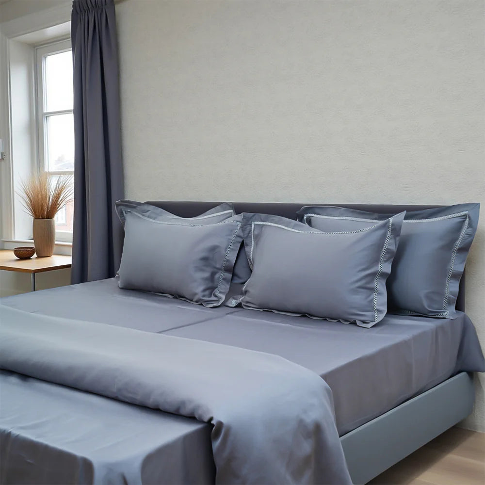 Luxor Steel Luxe (300 TC) - 100% Cotton King-Size Bedsheet + 2 Pillow Covers
