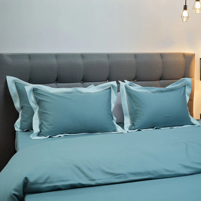 Moon Pistachio Sky (400TC) - 100% Cotton King-Size Bedsheet + 2 Pillow Covers