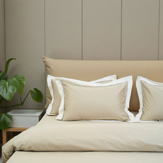 Moon Sandstone Shade (400TC) - 100% Cotton King-Size Bedsheet + 2 Pillow Covers