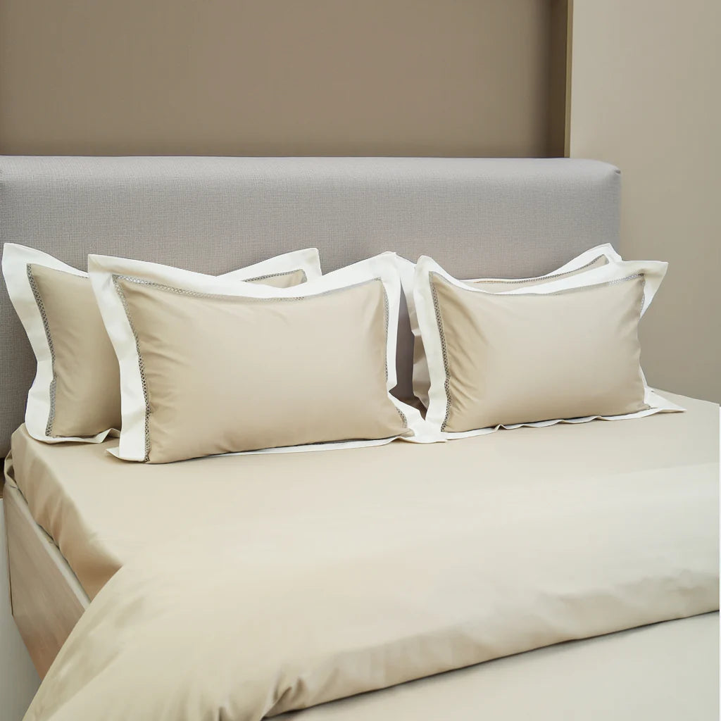 Moon Sandstone Shade (400TC) - 100% Cotton King-Size Bedsheet + 2 Pillow Covers