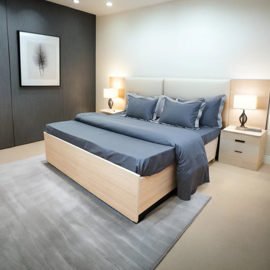 Moon Titan Shade (400TC) - 100% Cotton King-Size Bedsheet + 2 Pillow Covers