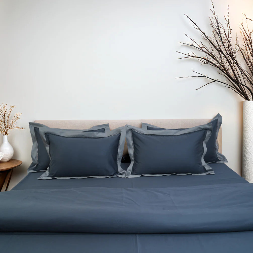 Moon Titan Shade (400TC) - 100% Cotton King-Size Bedsheet + 2 Pillow Covers