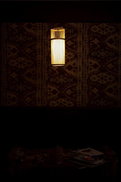 Tall Cylindrical Bamboo Lamp Shade D60cm x H18cm (D)