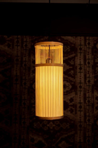 Tall Cylindrical Bamboo Lamp Shade D60cm x H18cm (D)
