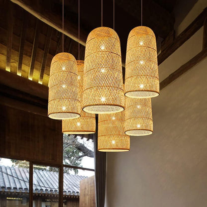 Elongated Barrel Bamboo Lamp Shade D30cm x H60cm (D)