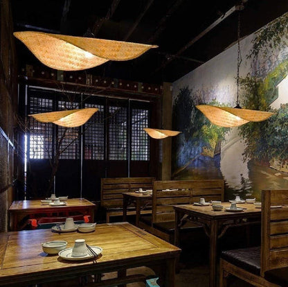 Artisan Handwoven Bamboo Wavy Lamp Shade L45cm x W35cm x H10cm (D)