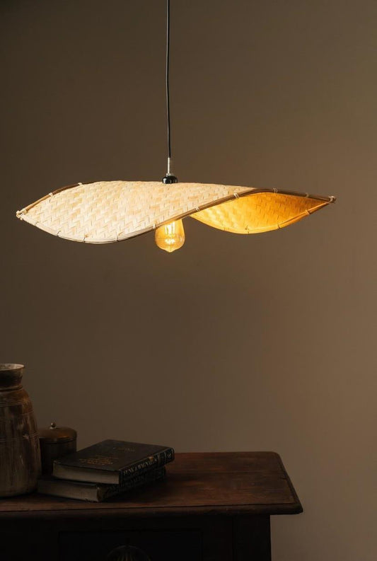 Artisan Handwoven Bamboo Wavy Lamp Shade L45cm x W35cm x H10cm (D)