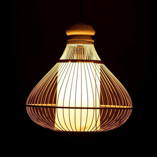 Artisanal Gourd-Shaped Bamboo Lamp Shade D40cm x H40cm (D)