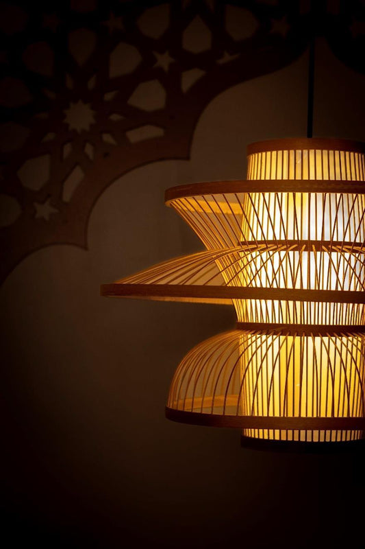 Tiered Bamboo Japanese Lantern Bamboo Lamp Shade D40cm x H40cm (D)