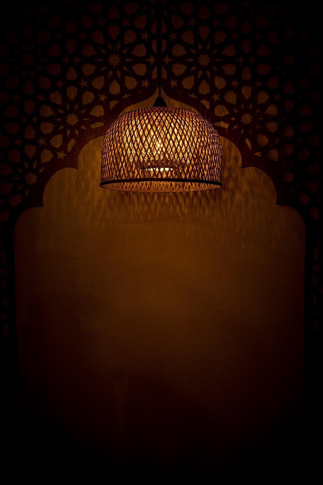 Geometric Weave Rattan Dome Bamboo Lamp Shade D50cm x H35cm (D)