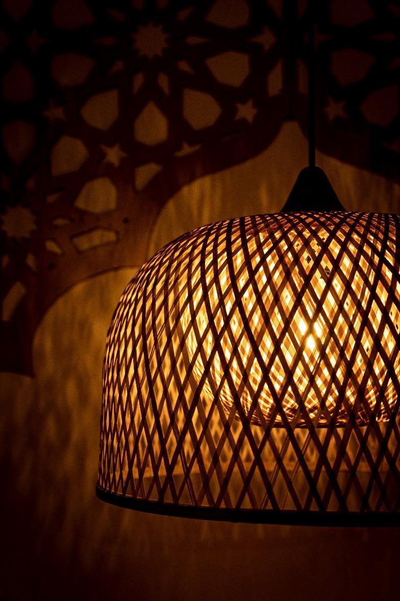 Geometric Weave Rattan Dome Bamboo Lamp Shade D50cm x H35cm (D)