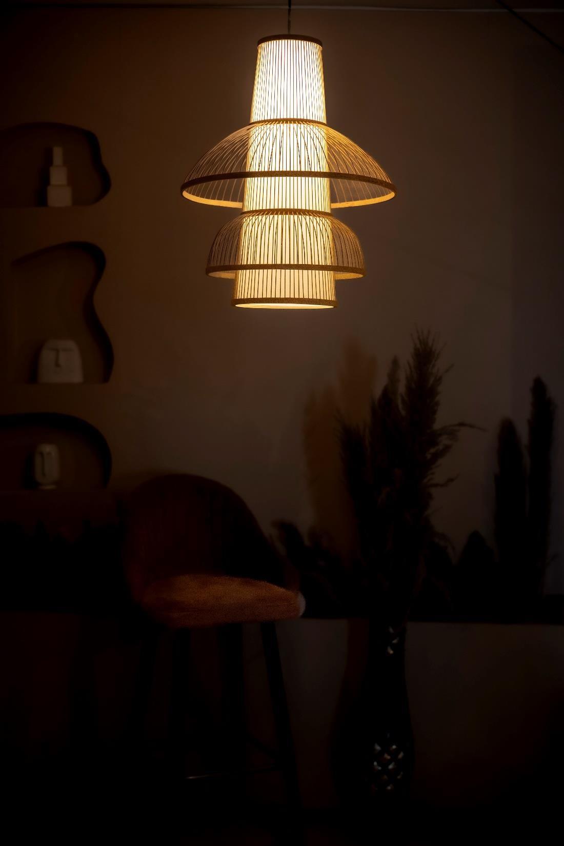 Extra-Large Bohemian Fringe Rattan Bamboo Lamp Shade D50cm x H60cm (D)