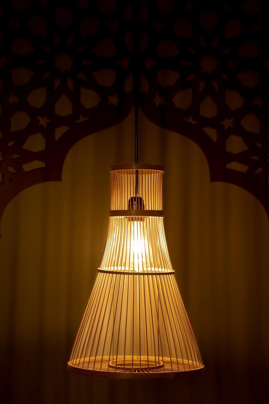 Multi-Tiered Cylindrical Bamboo Lamp Shade D40cm x H35cm (D)