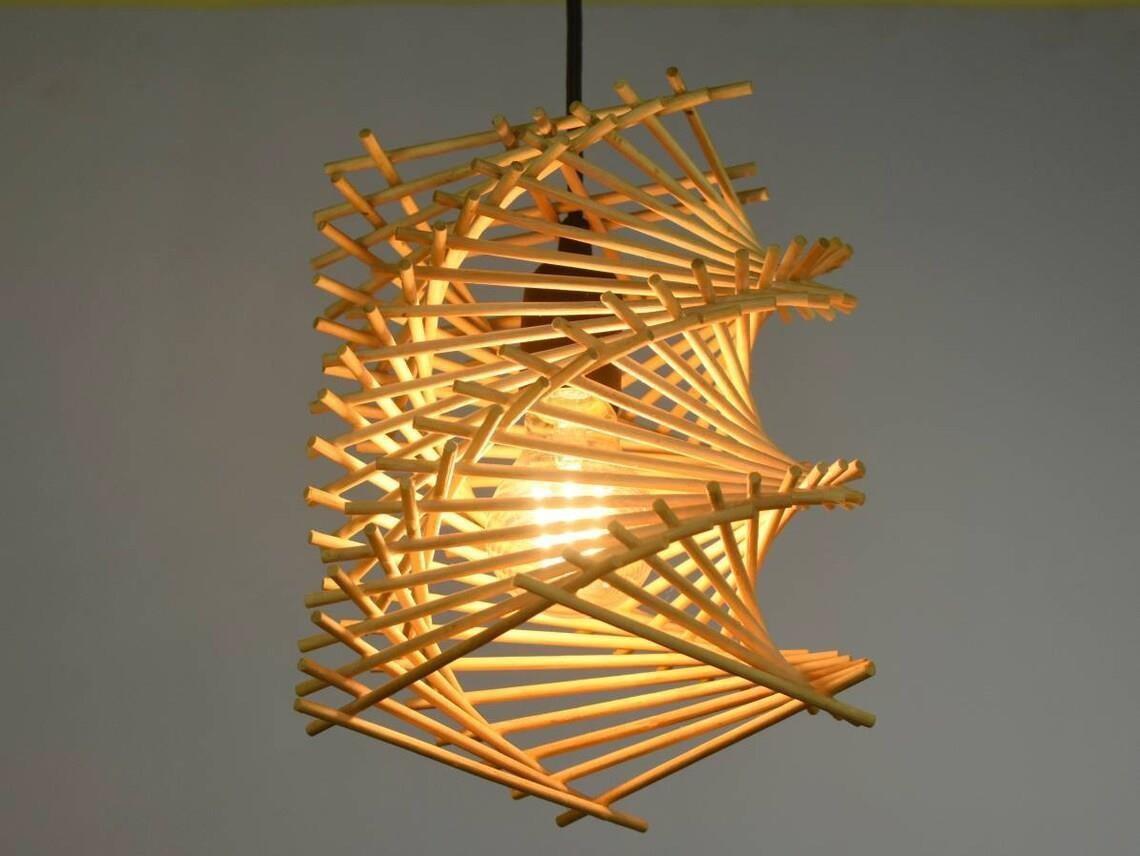 Slender Japandi Cylindrical Cage Bamboo Lamp Shade D21cm x H25cm (D)