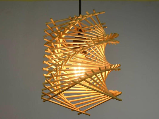 Slender Japandi Cylindrical Cage Bamboo Lamp Shade D21cm x H25cm (D)