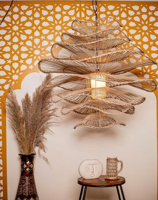 Extra-Large Statement Boho Fringe Bamboo Lamp Shade D76cm x H90cm (D)