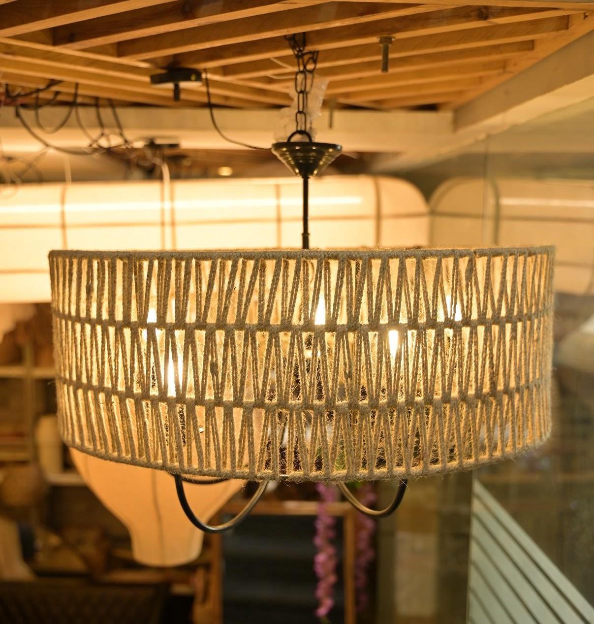 Grand Drum Jute Lamp Shade D60cm x H25cm (D)