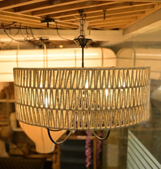 Grand Drum Jute Lamp Shade D60cm x H25cm (D)