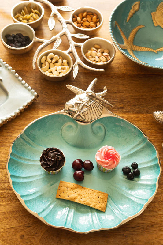 Aluminium Ocean Blue Scallop Server (UHD)