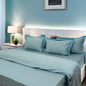 Pristine Blue Titan (300 TC) - 100% Cotton King-Size Bedsheet + 2 Pillow Covers